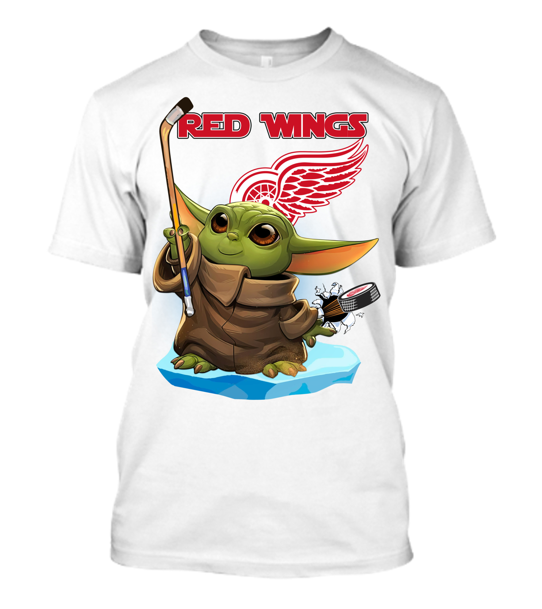 Baby Yoda Hockey Detroit Red Wings T-Shirt