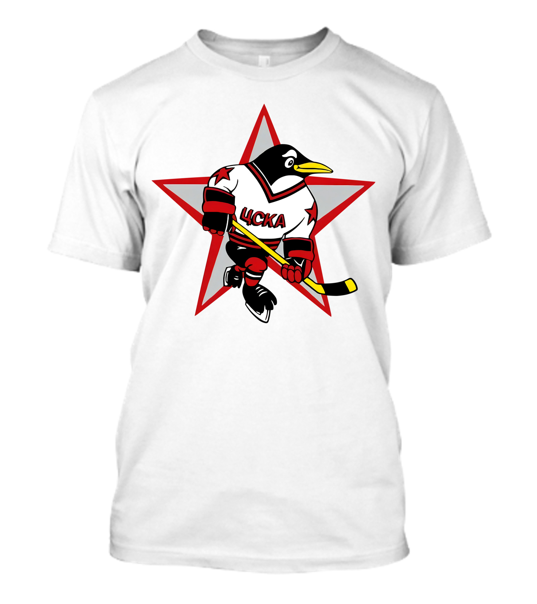 Цска Penguin Hockey Player With Red Star Ice Hockey Theme T-Shirt