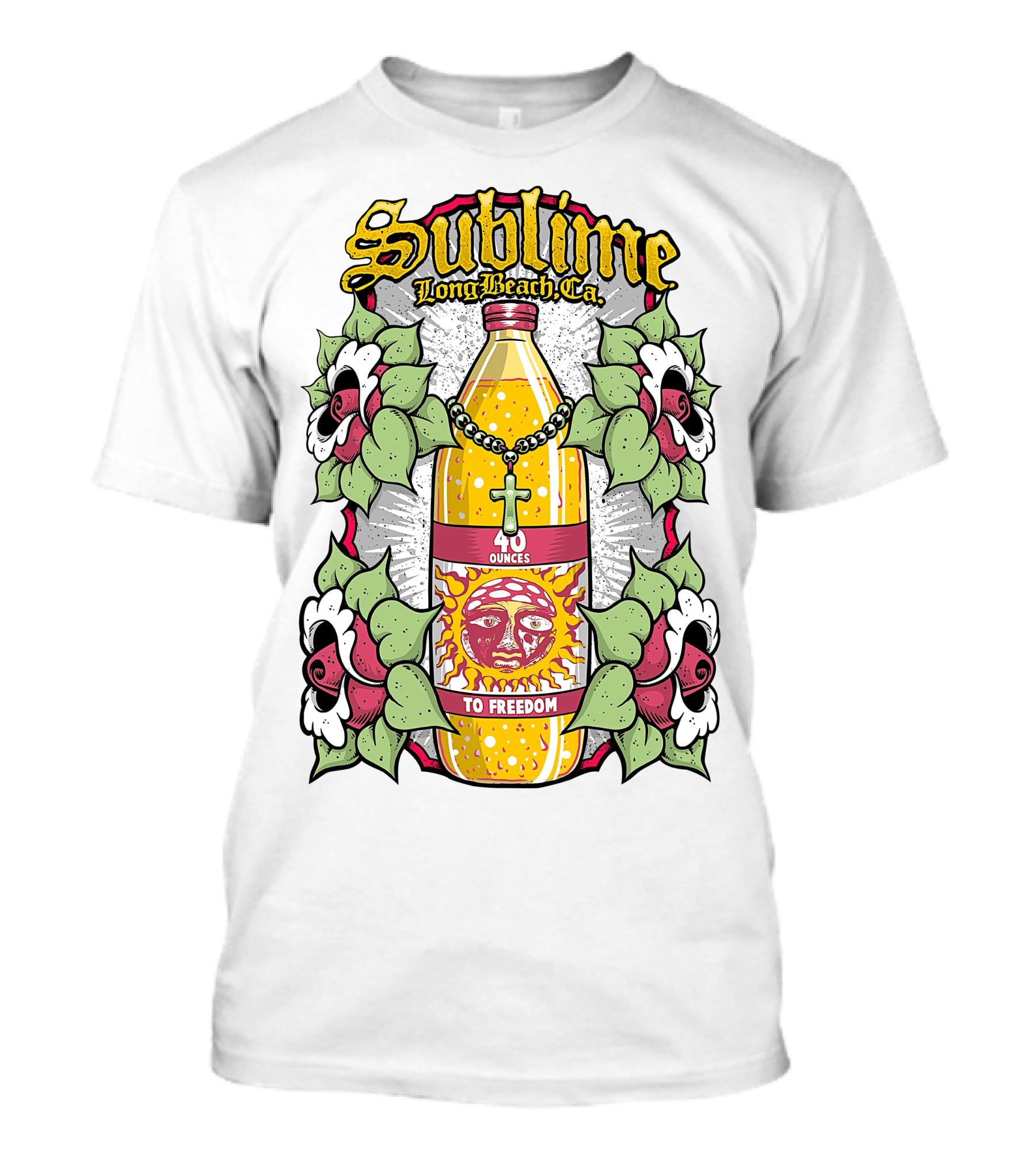 Sublime Long Beach Ca 40 Ounces To Freedom Sun Flowers T-Shirt