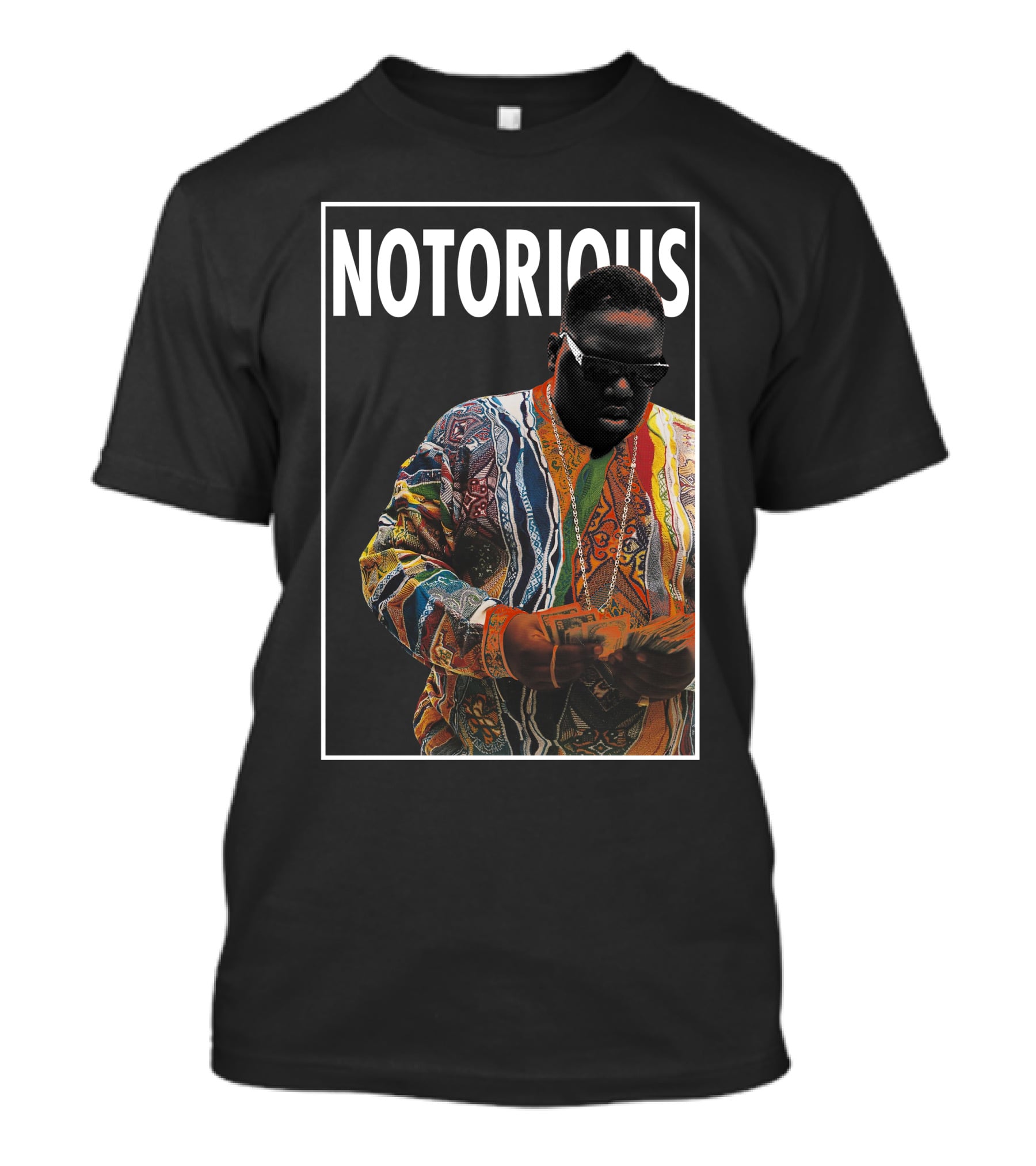 Notorious Coogi Sweater And Sunglasses Iconic Style T-Shirt