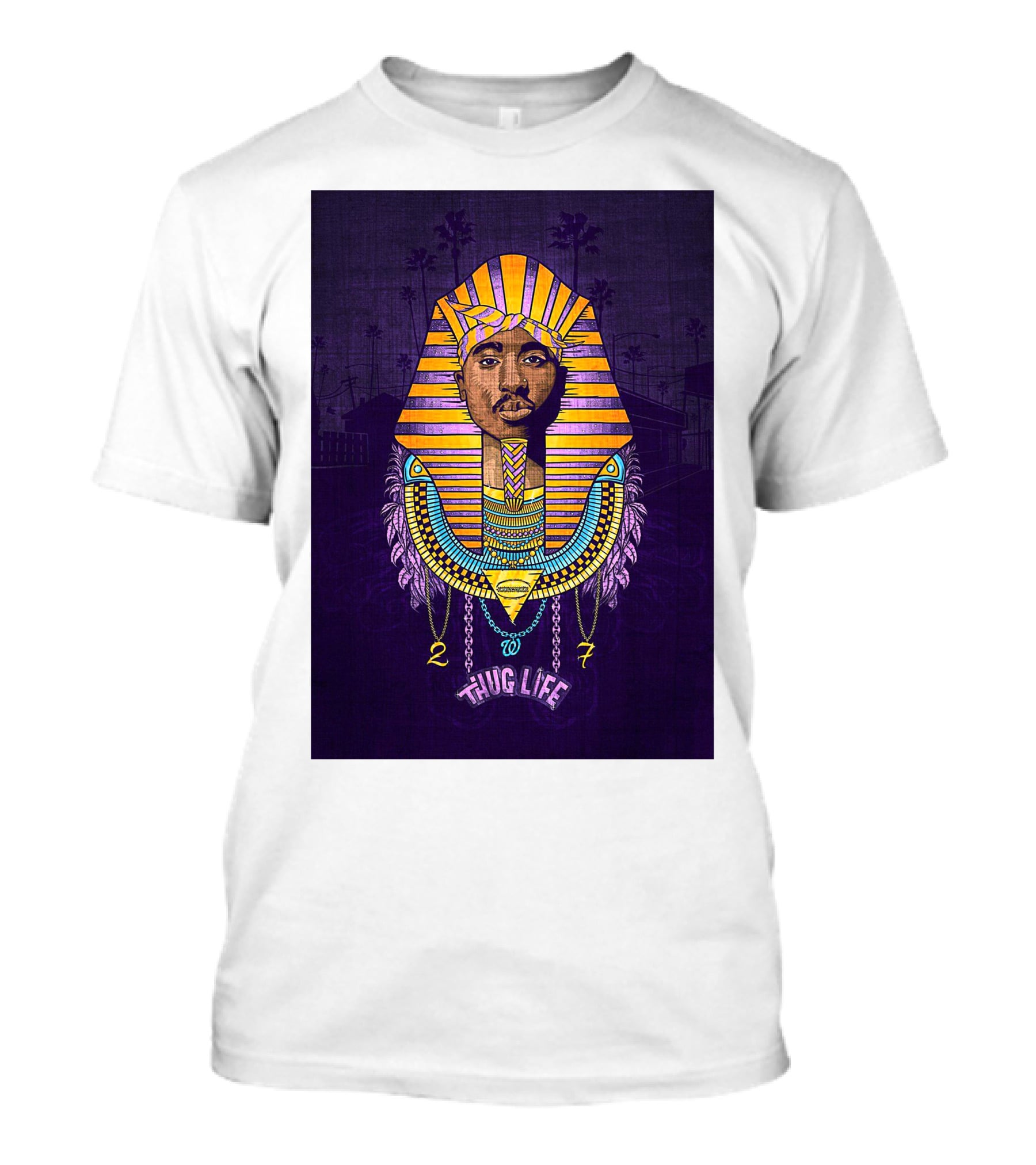 Tupac Pharaoh Thug Life Egyptian Style 27 Palms T-Shirt