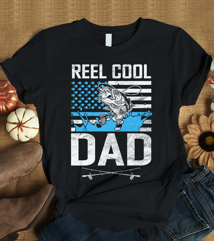 Reel Cool Dad American Flag Fish T-Shirt