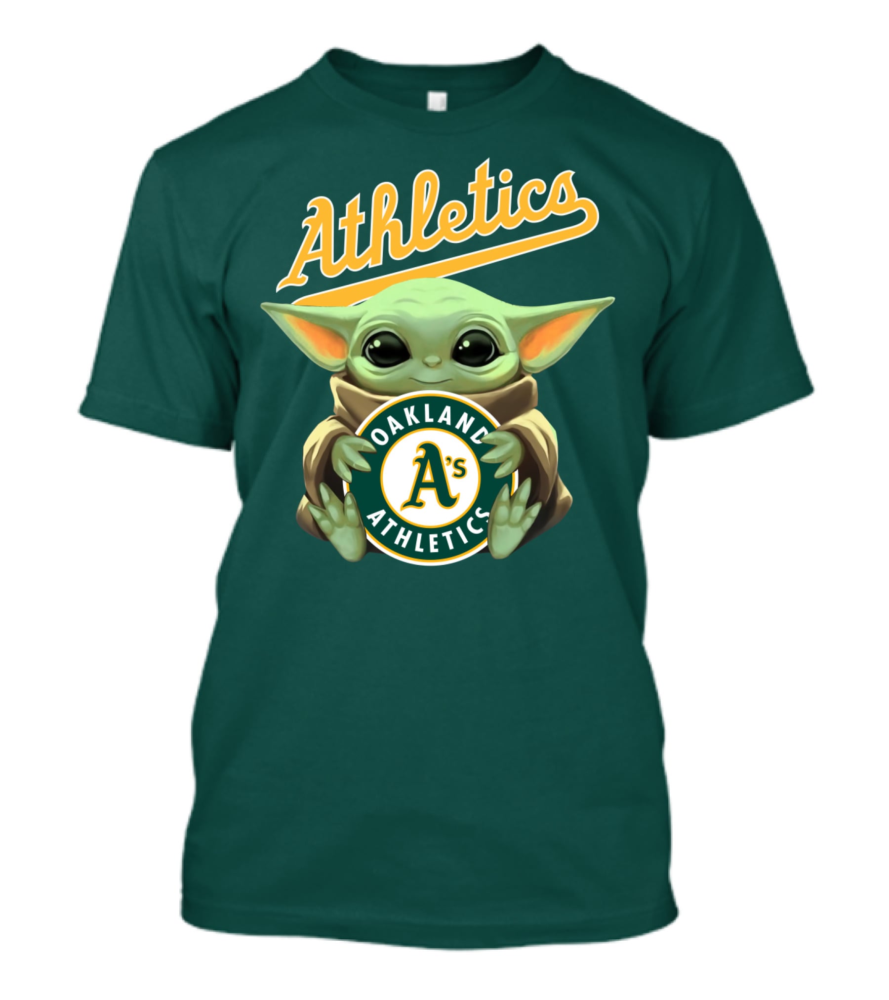 Oakland Athletics Baby Yoda Holding T-Shirt