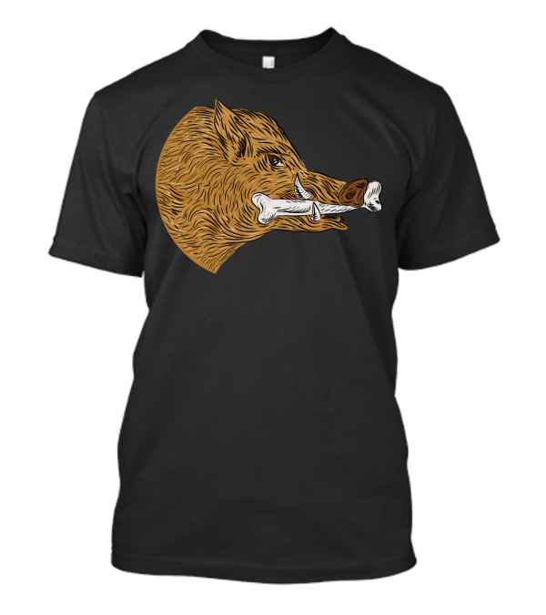 Wild Boar Razorback With Bone In Mouth T-Shirt