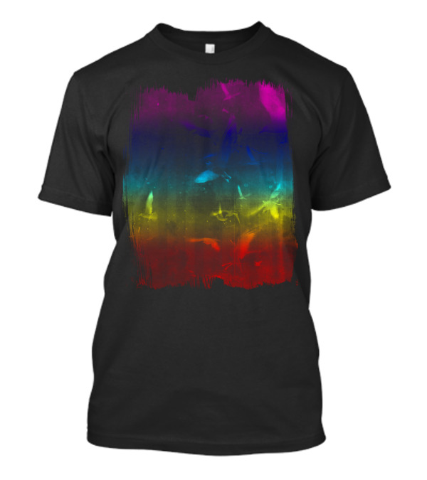 Sunset Crazyness Vibrant Rainbow Birds T-Shirt