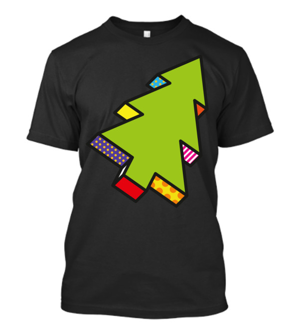 Pop Art Geometric Christmas Tree Color Blocks T-Shirt