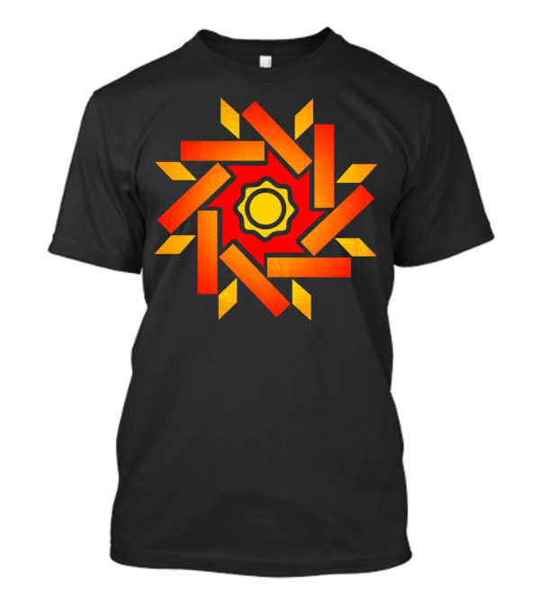 Fire Flower Gear Abstract Yellow Red T-Shirt