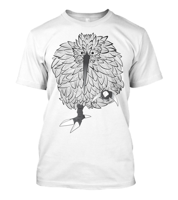 Kiwi Life Black Feathered Bird With Single Eye And Beak T-Shirt