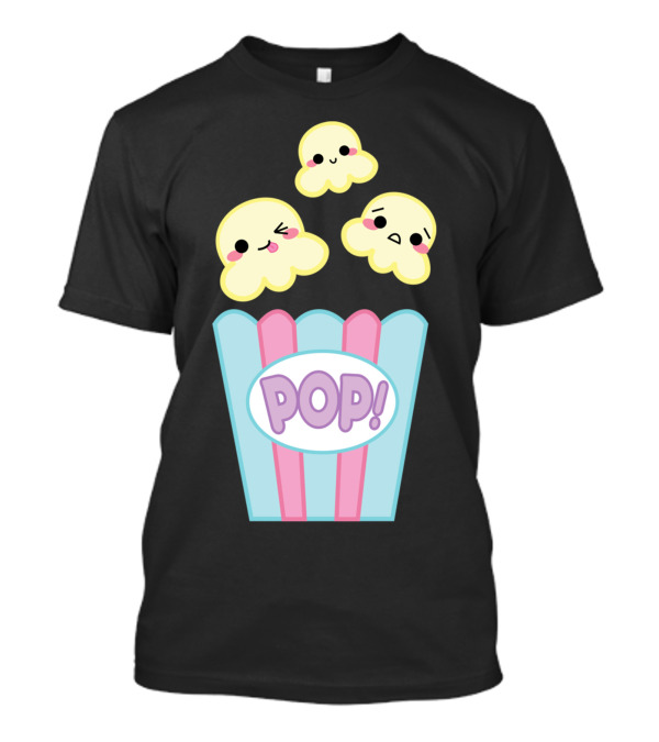 POP Cute Kawaii Popcorn Characters On Pastel Box T-Shirt