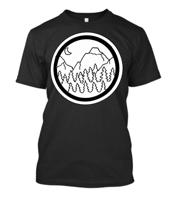 Mountains And Moon Pine Trees Forest Circle T-Shirt