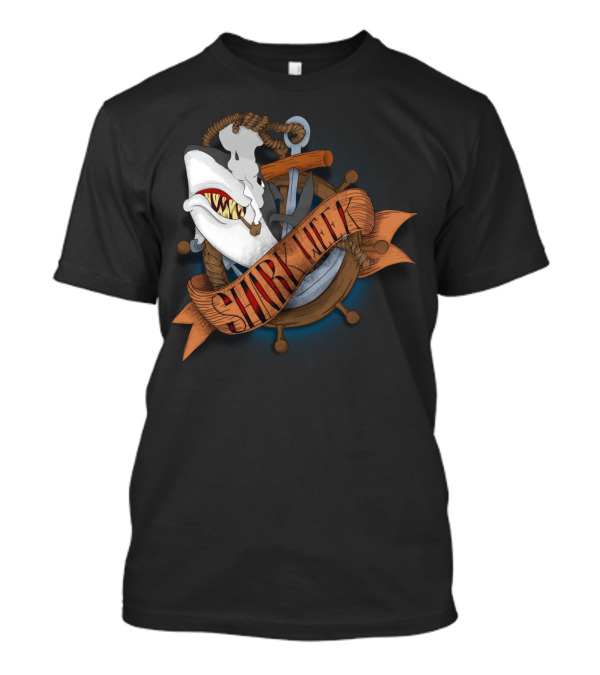 Shark Week Old School Anchor And Ship Wheel T-Shirt