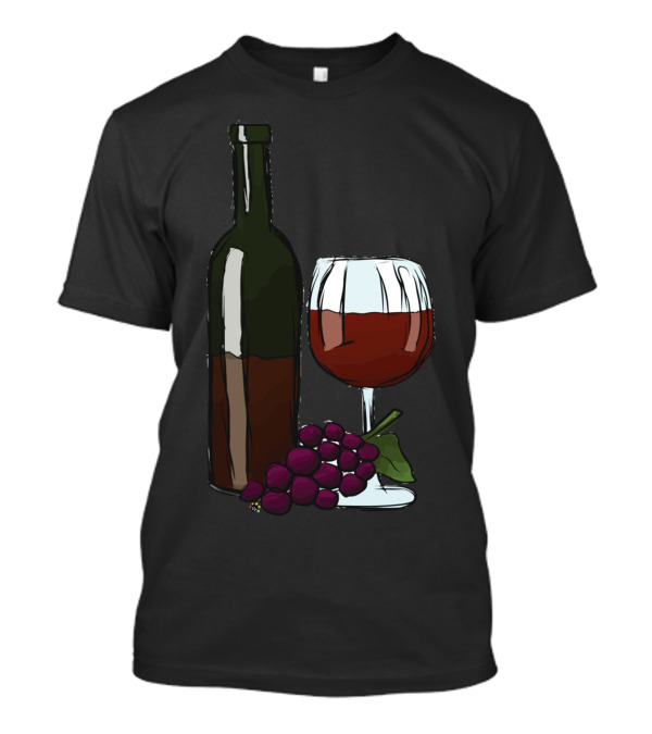 Wine N Glass Bottle With Grapes T-Shirt