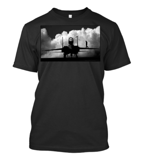Wing Walk With Fighter Jet Against Dramatic Clouds T-Shirt