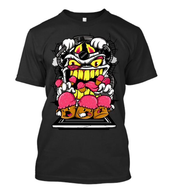 Monster Baked Dessert Attack With Ice Cream Cupcake Crew T-Shirt