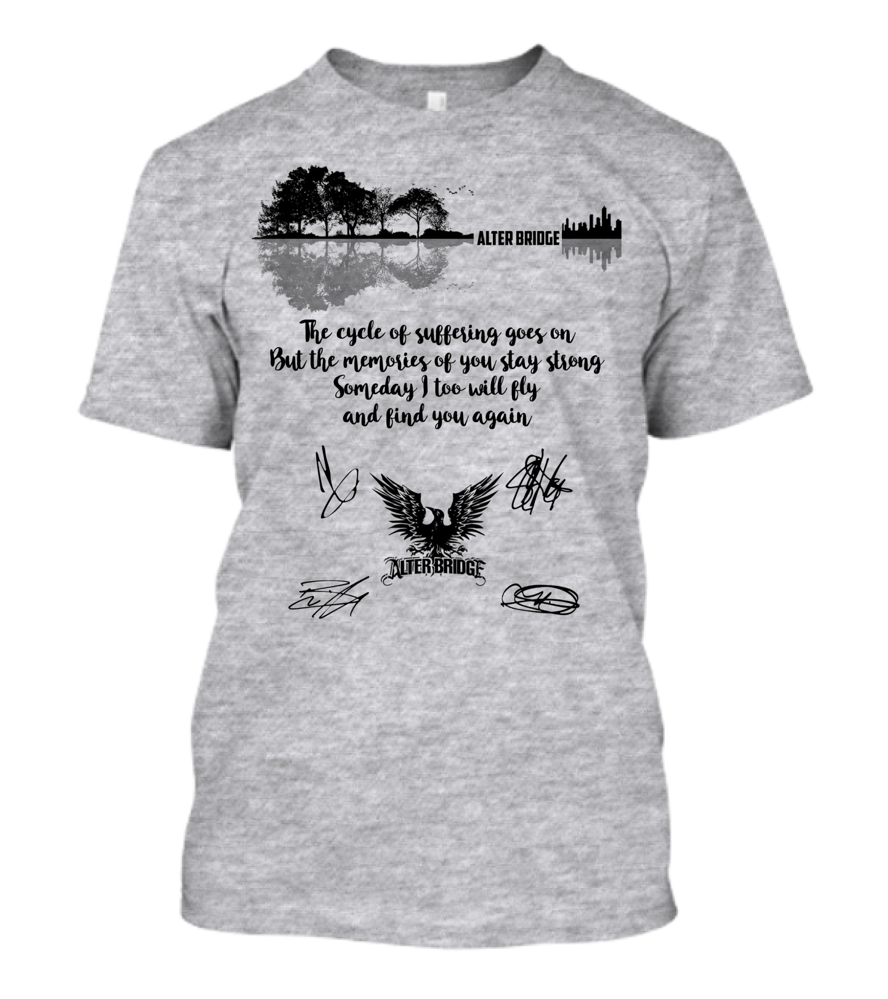 Alter Bridge Cycle Of Suffering Reflection Skyline Eagle Signatures T-Shirt