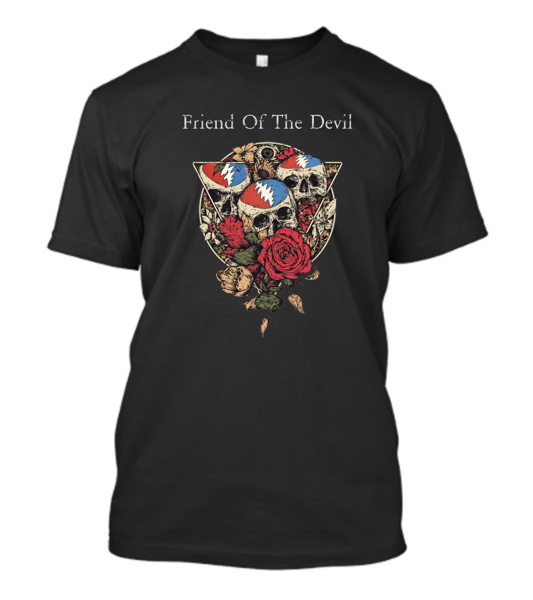 Friend Of The Devil Grateful Dead Skulls And Roses T-Shirt