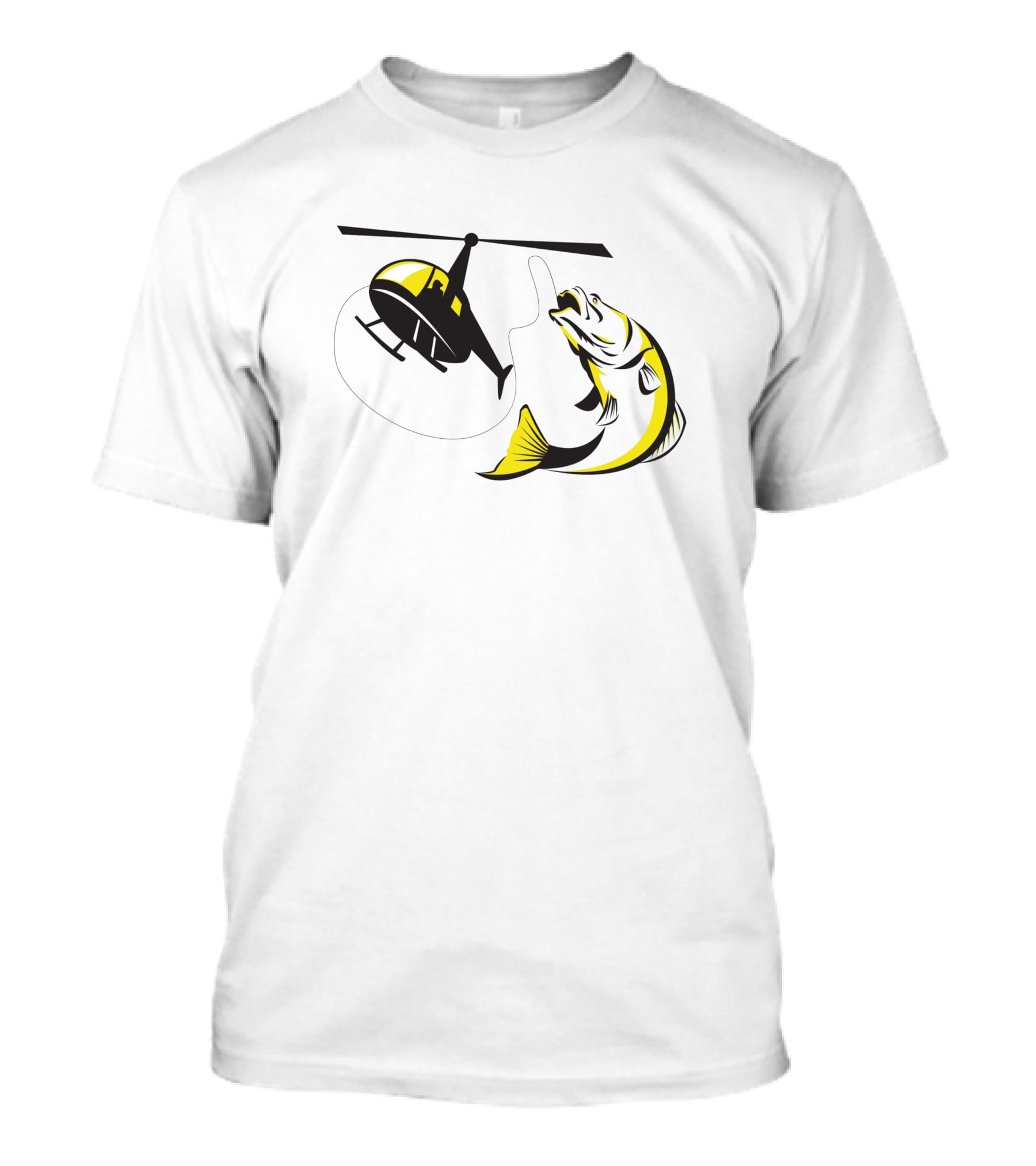 Barramundi Heli Fishing Yellow Helicopter Retro Black 147190 T-Shirt