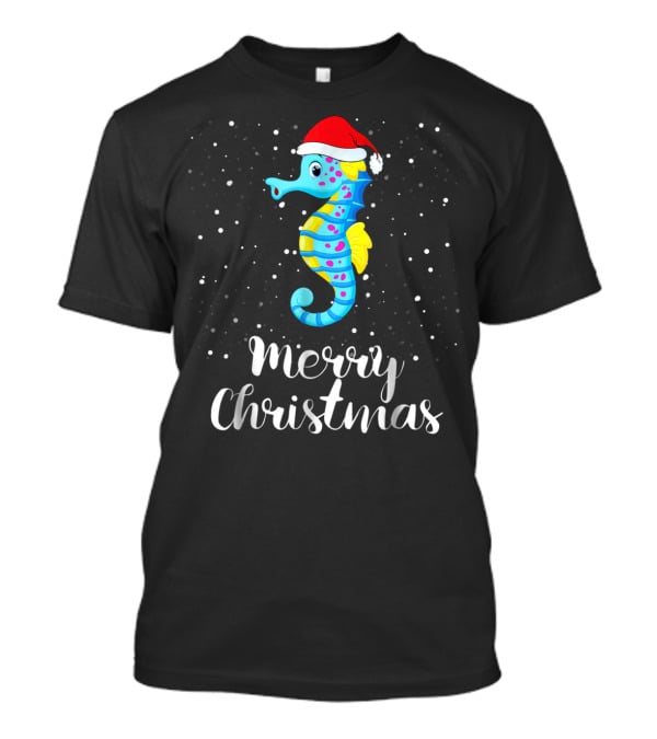 Merry Christmas Seahorse Family Group Matching T-Shirt