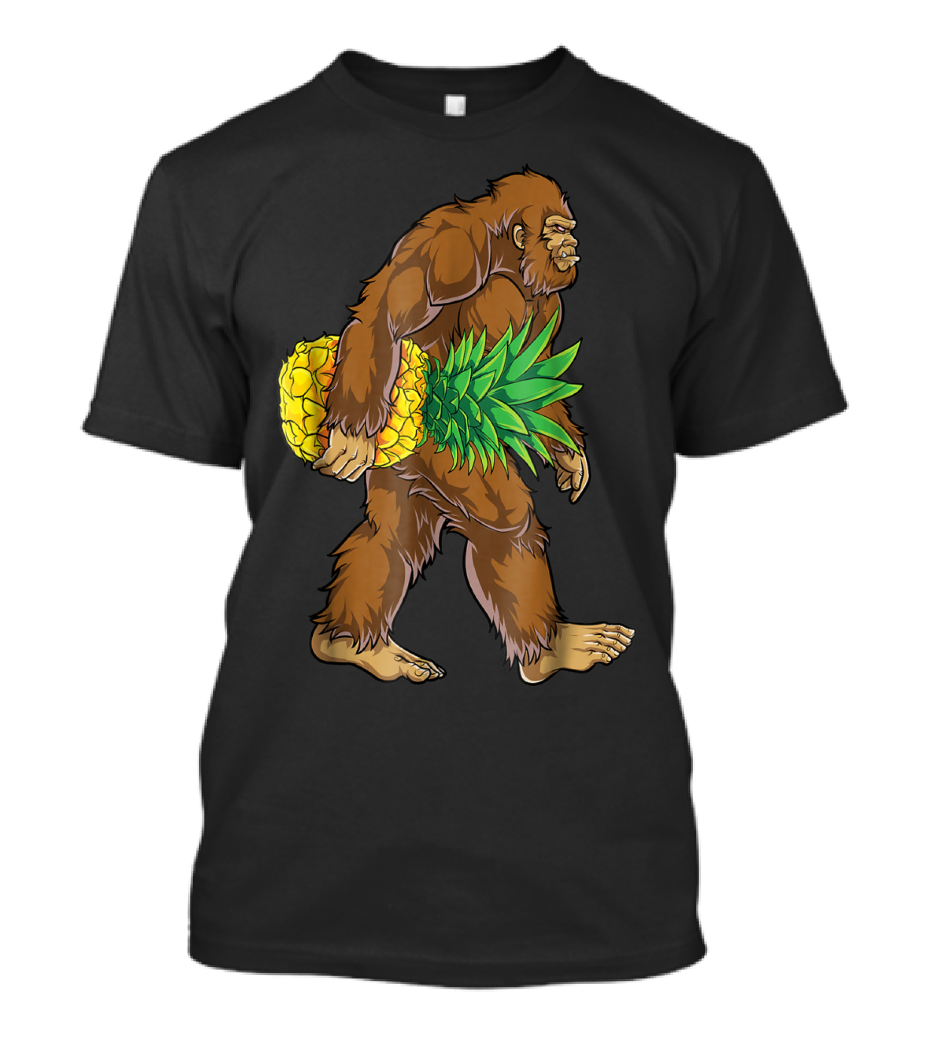 Bigfoot Carrying Pineapple Funny Sasquatch Iconic Creature Humor T-Shirt