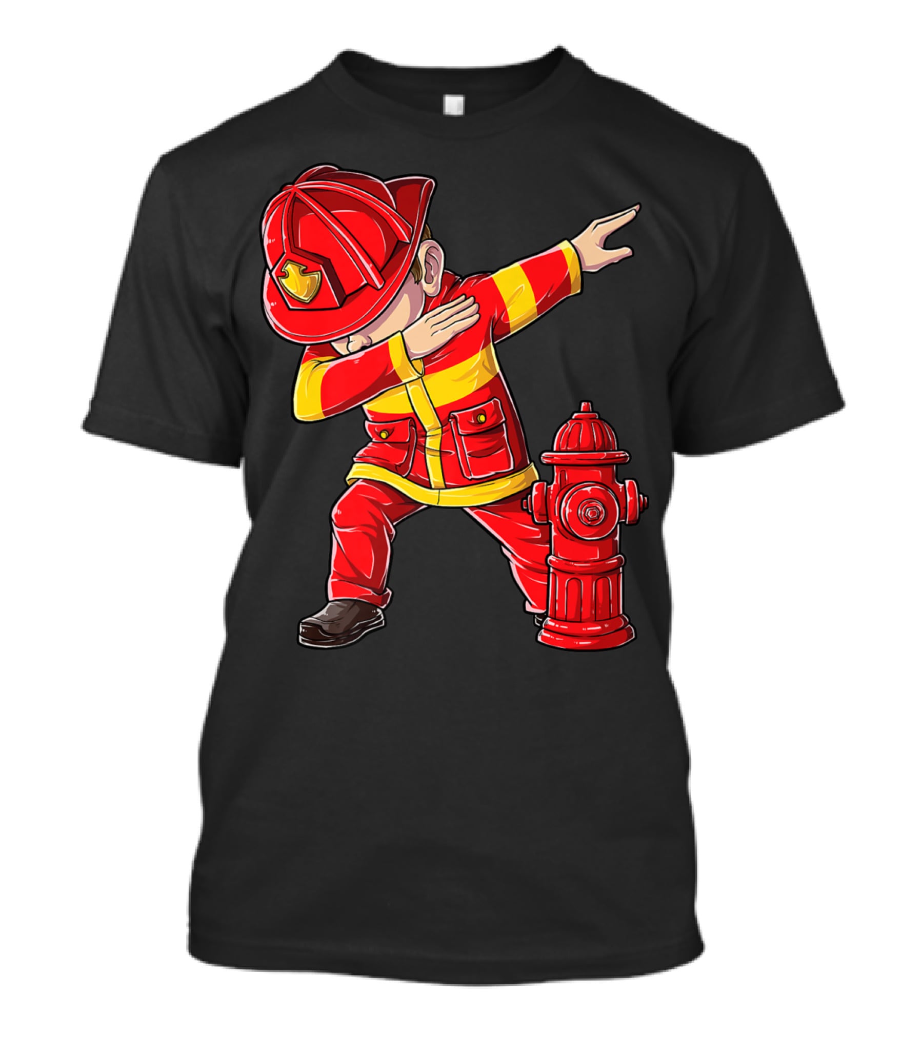 Dabbing Firefighter With Fire Hydrant Dab Dance Funny T-Shirt