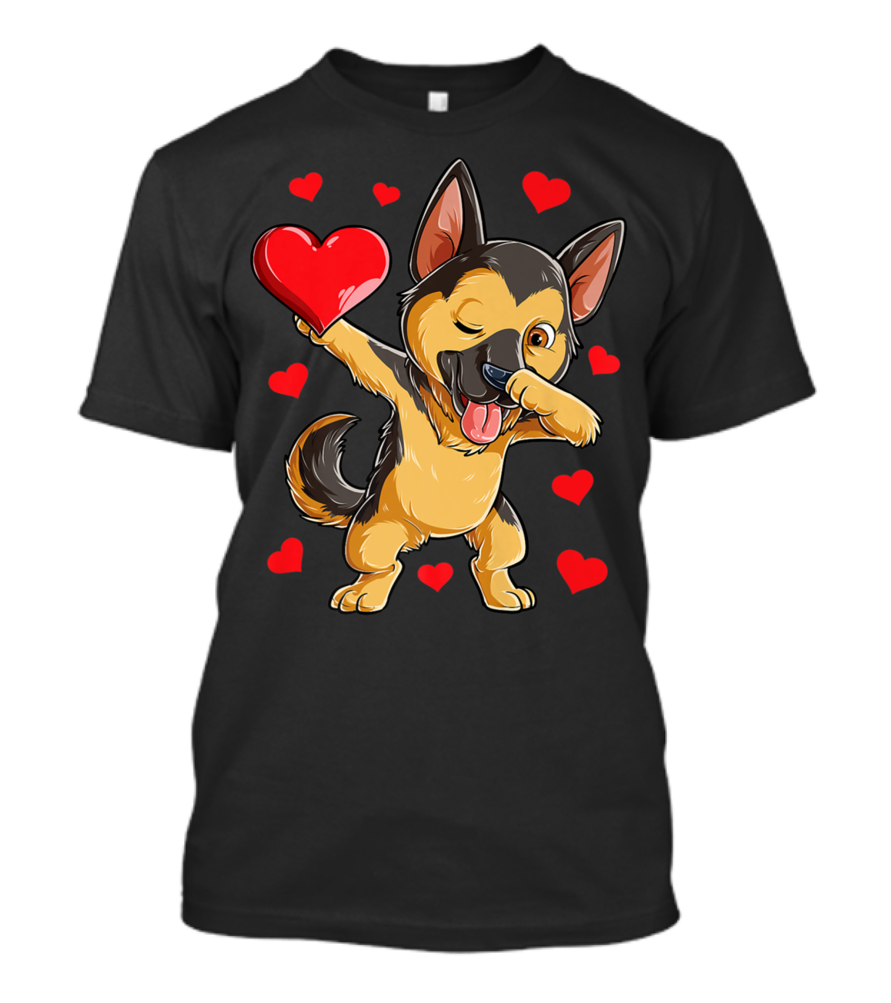 Dabbing German Shepherd Valentine Dog With Hearts Boys Love T-Shirt