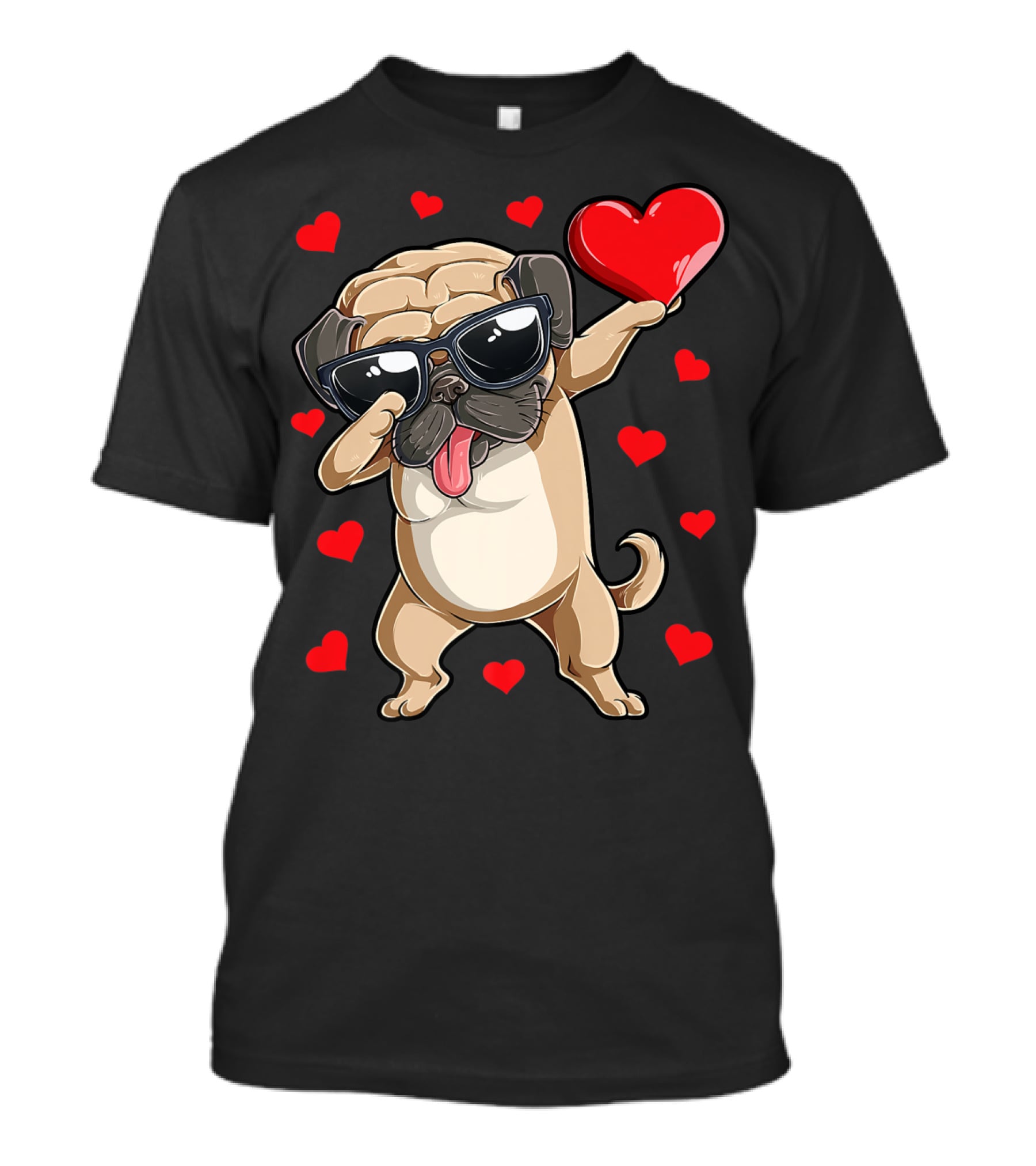 Valentines Day Dog Lover Heart Dabbing Pug Boys Love10 T-Shirt