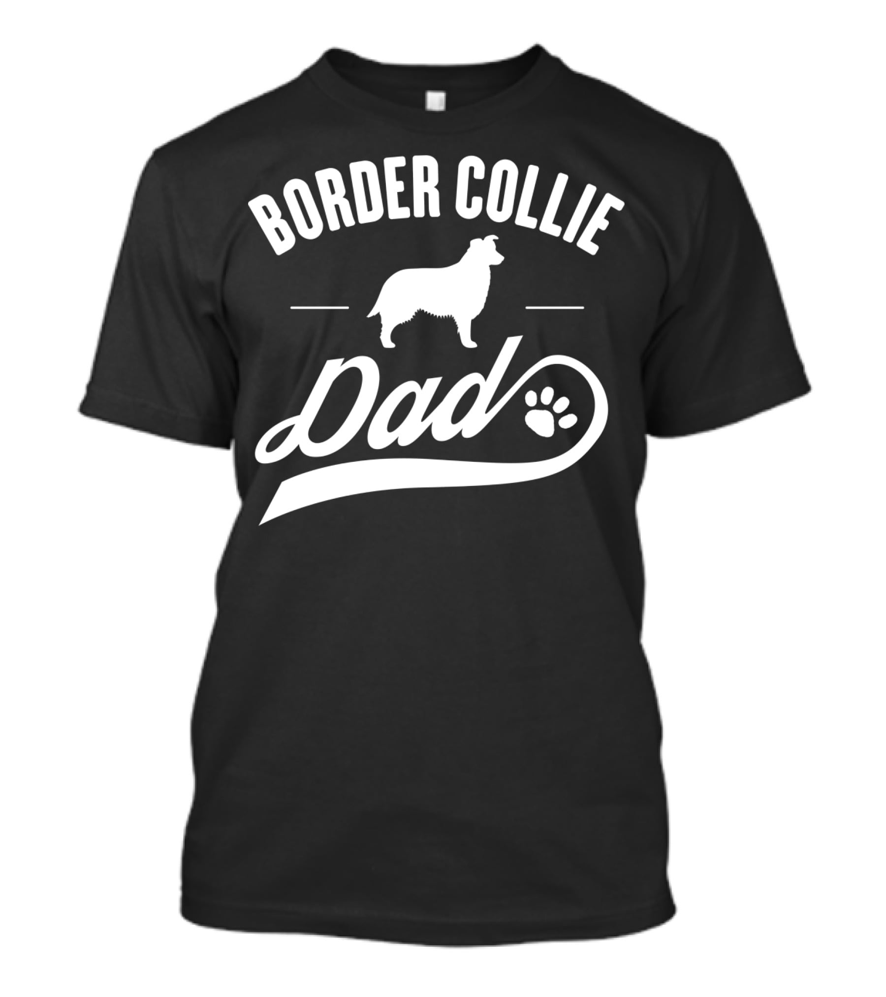 Border Collie Dad Dog Owner Lover Paw Prints T-Shirt