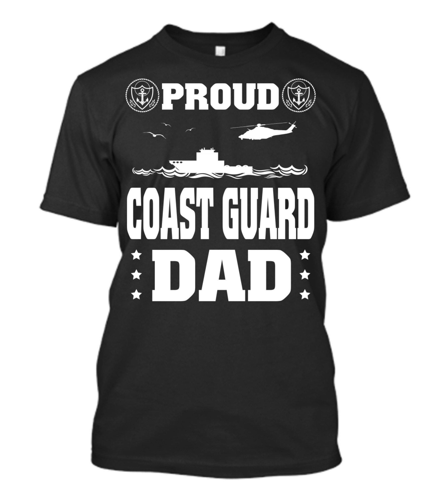 Proud Coast Guard Dad Helicopter And Ship Memorial Day Recognition T-Shirt