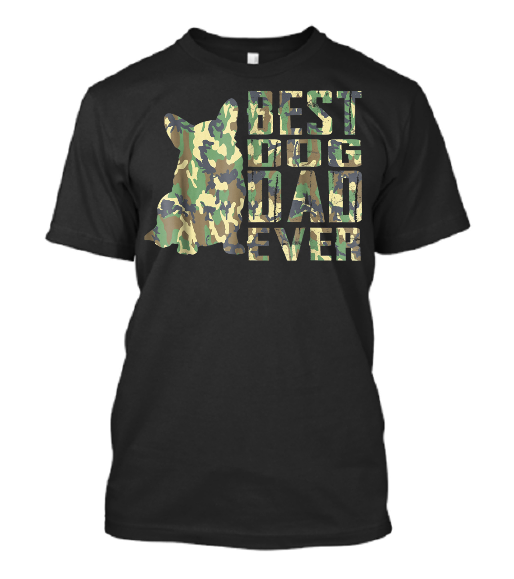 Best Dog Dad Ever Camo Pattern Text With Dog T-Shirt