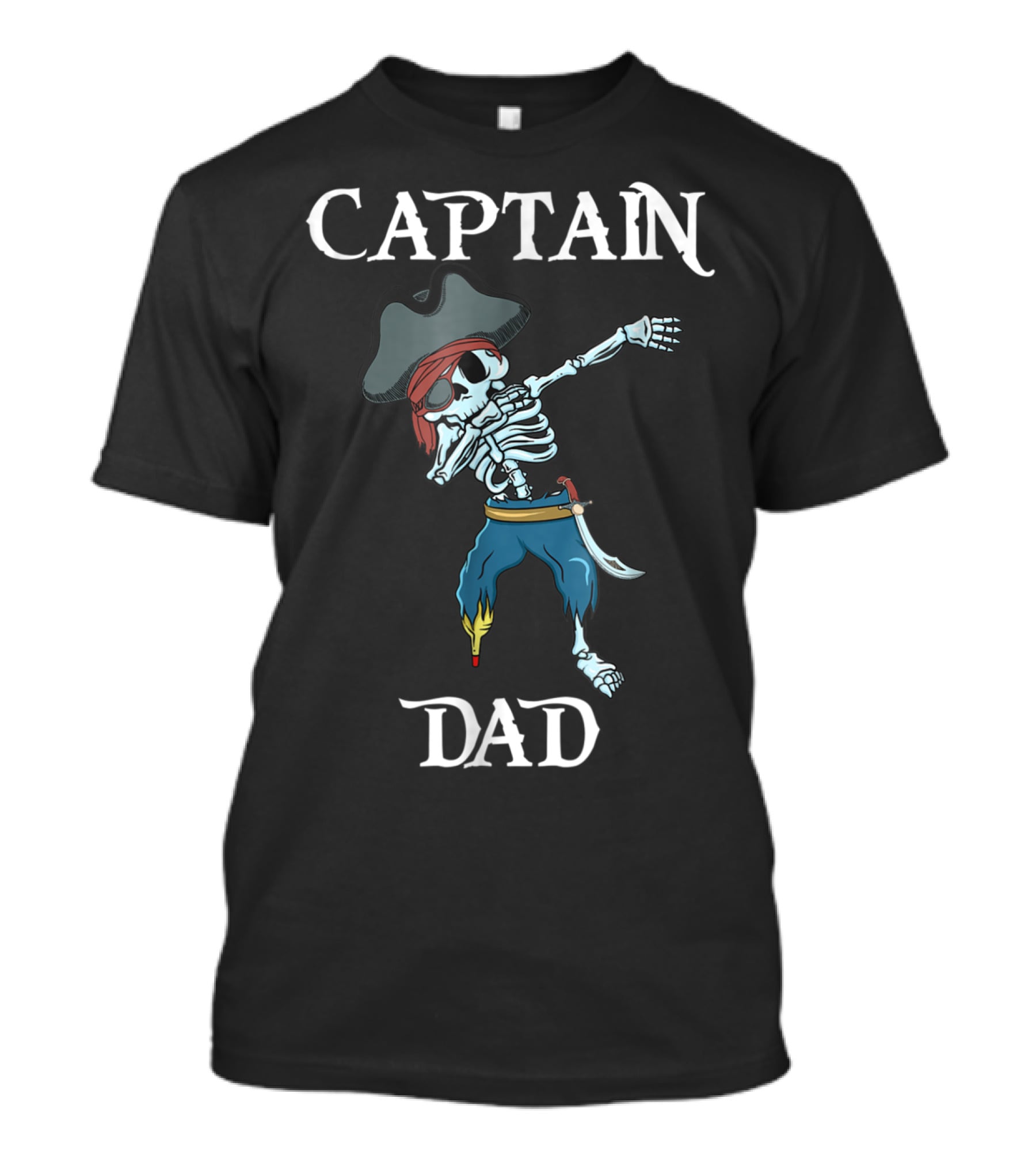 Captain Dad Pirate Skeleton Dabbing Halloween Costume T-Shirt