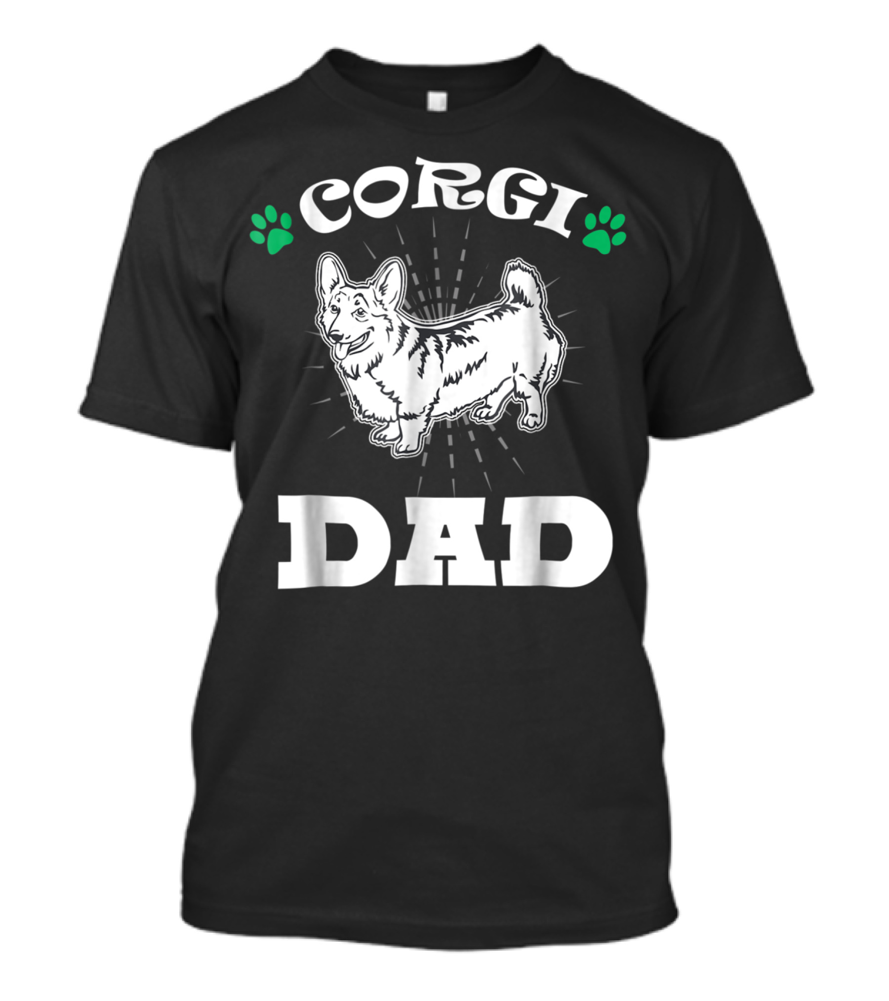 Corgi Dad Funny Colorful Dog 90s Paw Prints T-Shirt