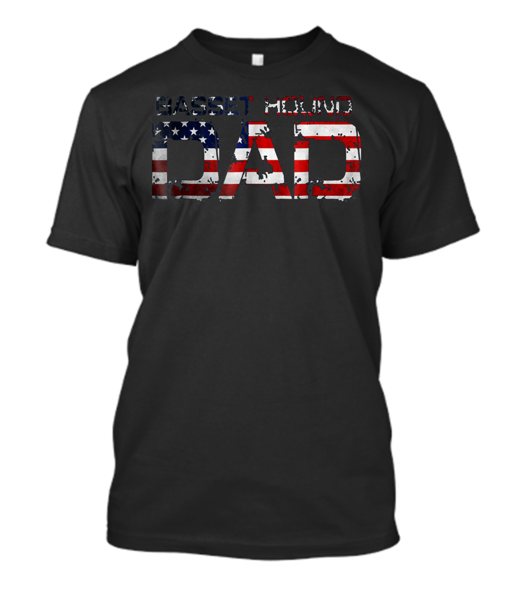 Basset Hound Dad American Flag T-Shirt