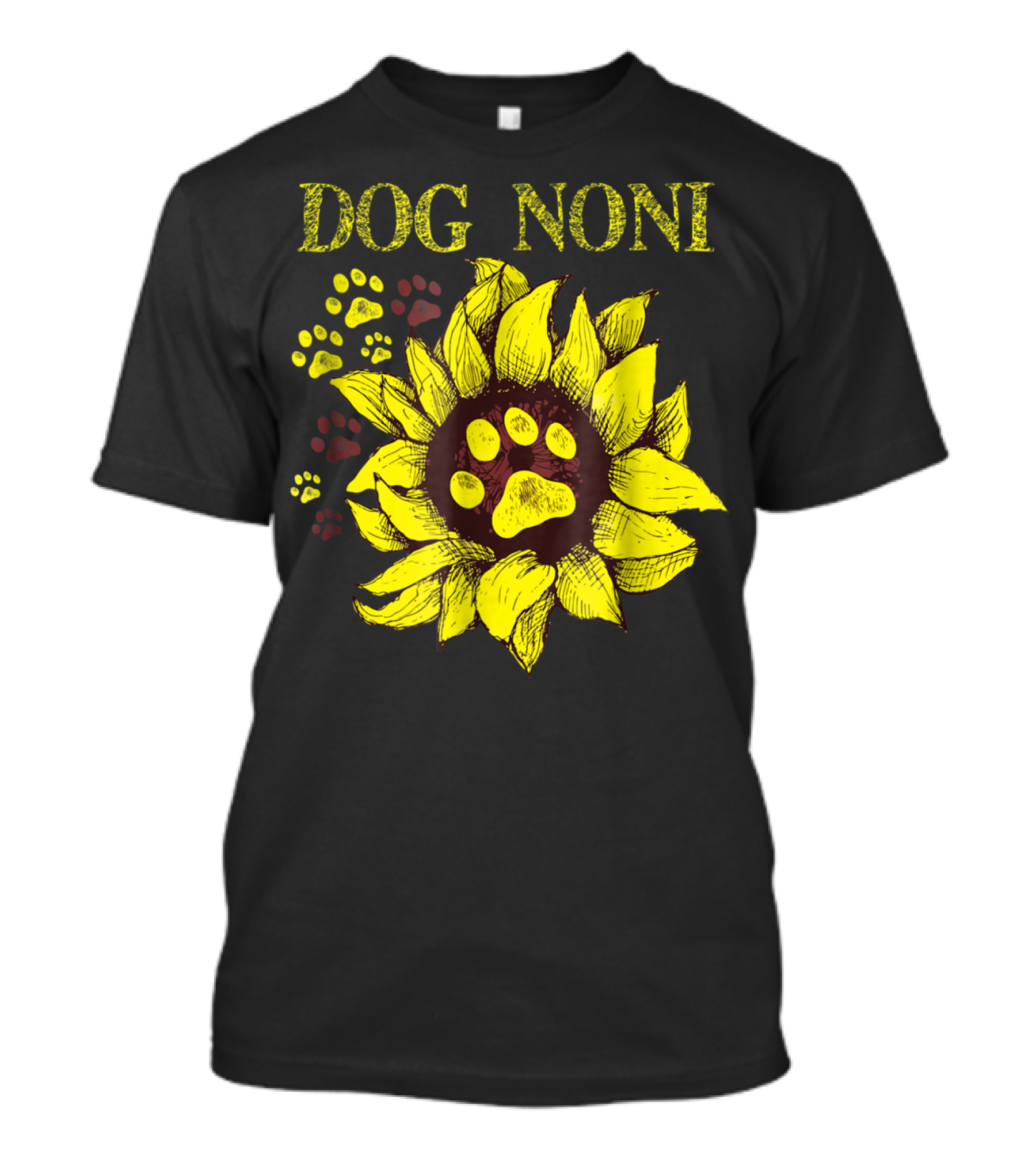 Dog Noni Sunflower Paw Prints T-Shirt