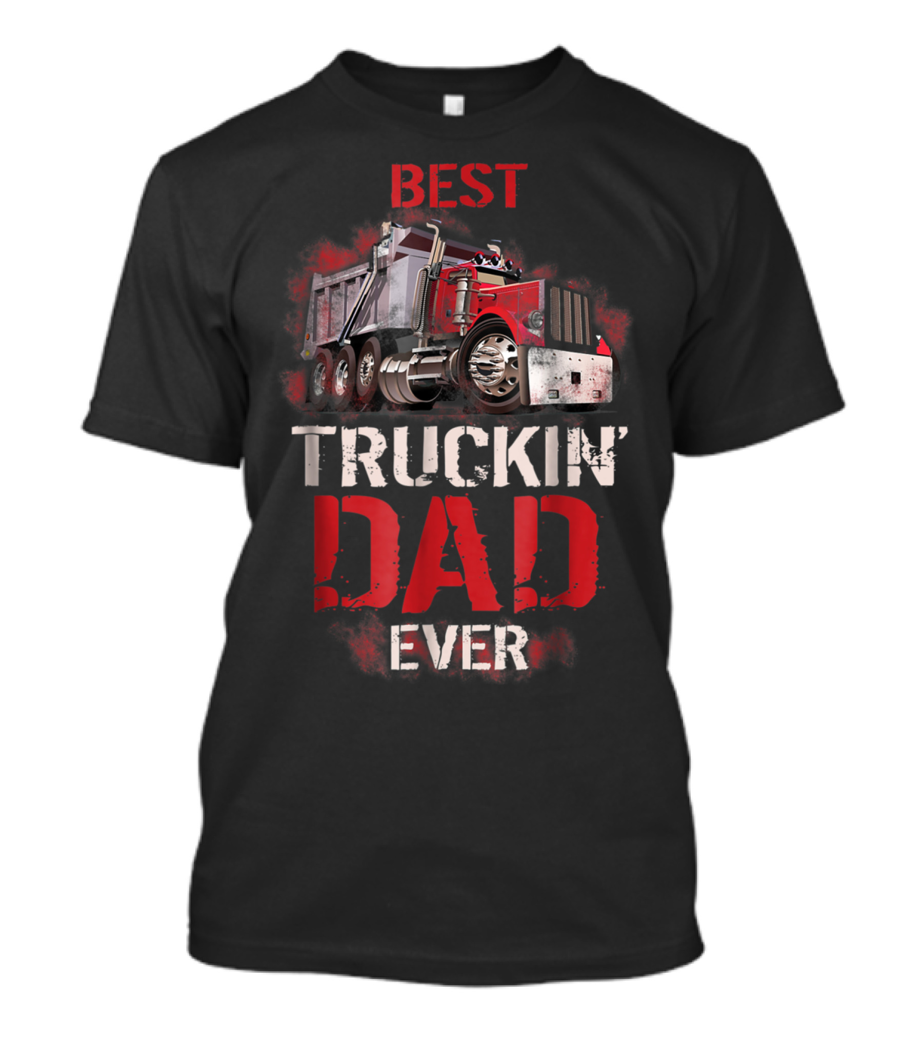 Best Truckin Dad Ever Red Truck T-Shirt