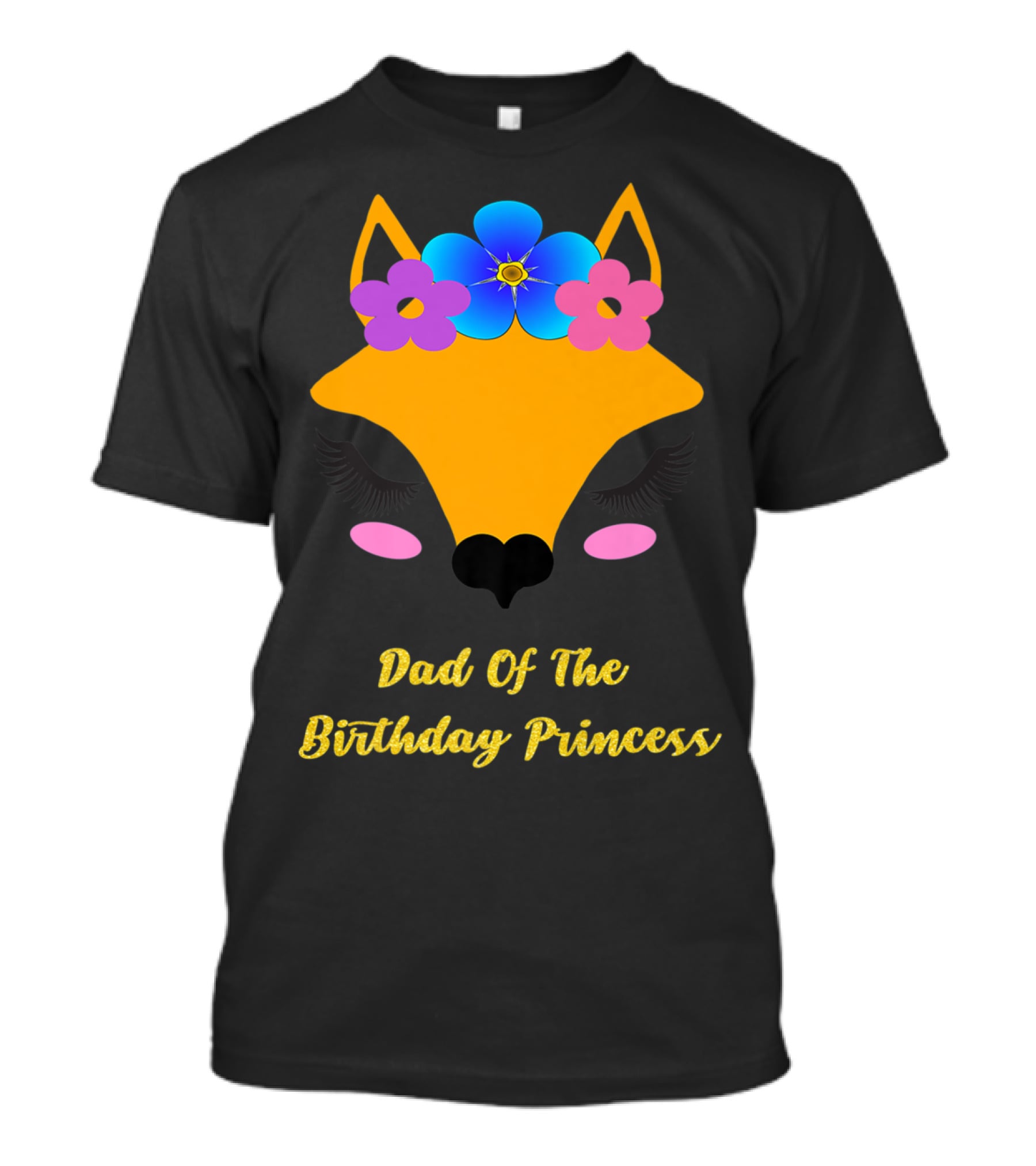 Dad Of The Birthday Princess Cute Fox T-Shirt