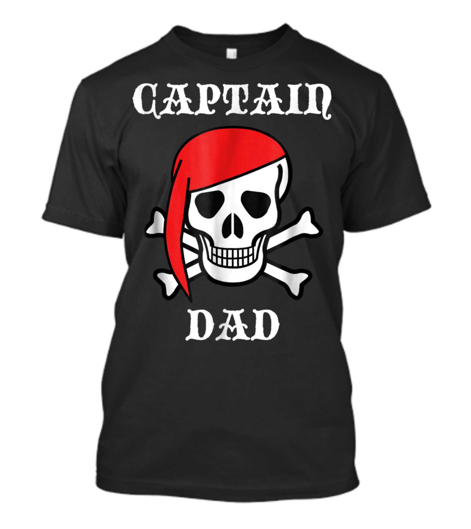 Captain Dad Skull Crossbones Red Bandana Pirate T-Shirt