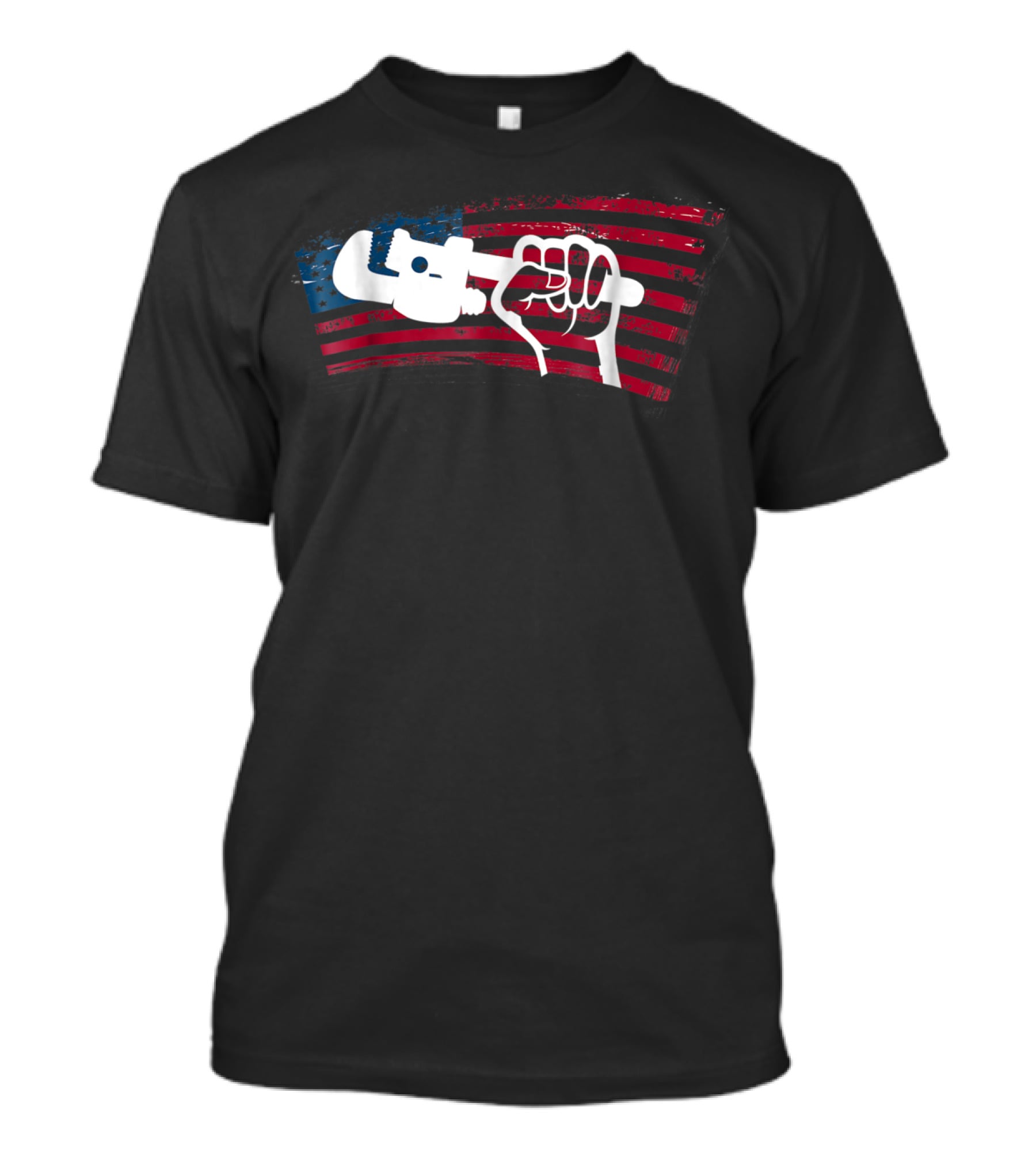 American Flag Plumber Dad Wrench Fist T-Shirt