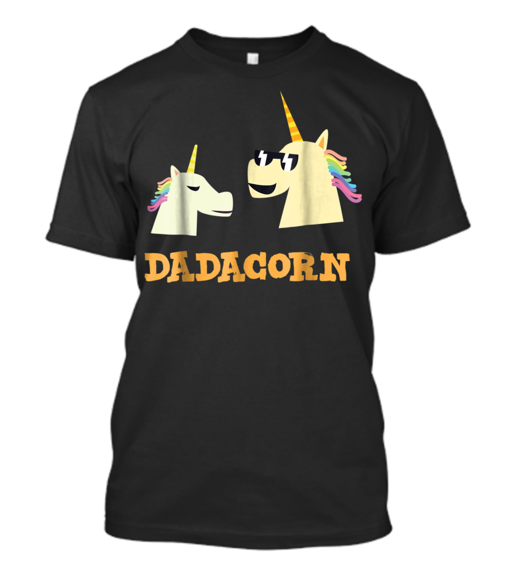 Dadacorn Cool Dad Unicorn With Sunglasses And Rainbow Mane T-Shirt