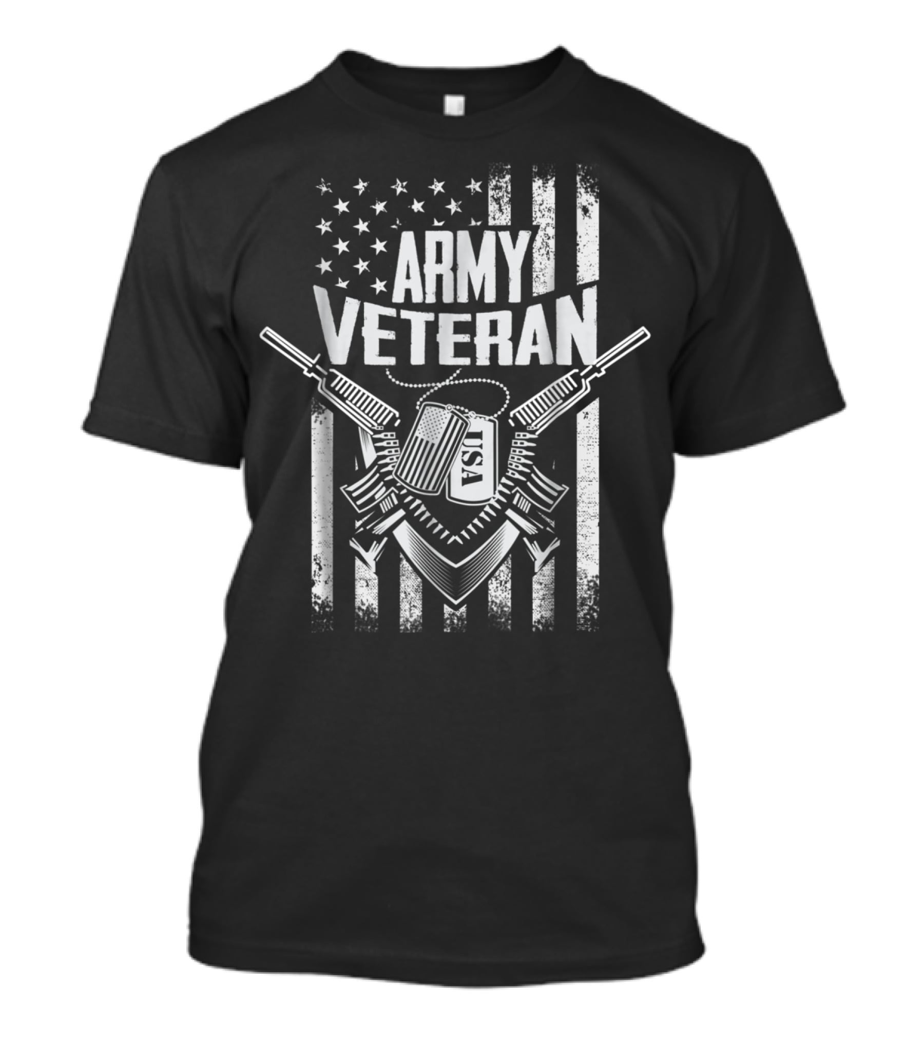 Army Veteran USA With Military Flag And Guns T-Shirt