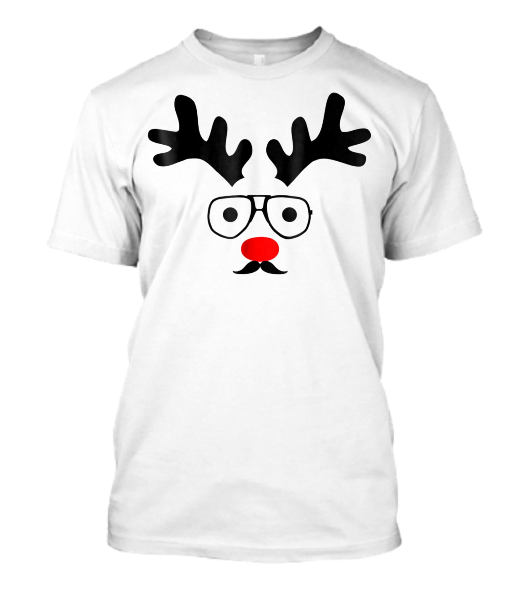 Dad Deer With Glasses And Red Nose Christmas New Year T-Shirt
