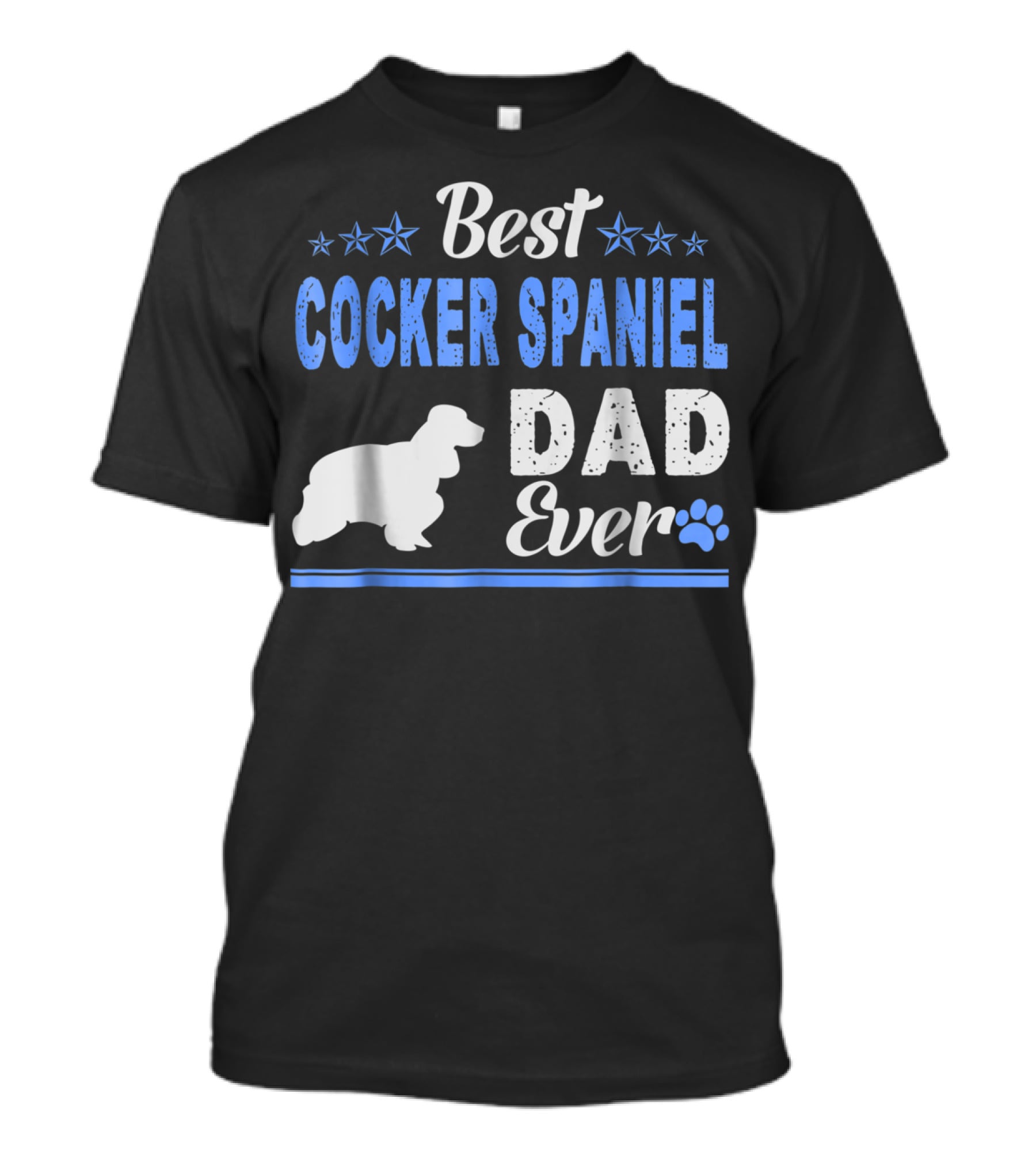 Best Cocker Spaniel Dad Ever With Paw And Stars T-Shirt