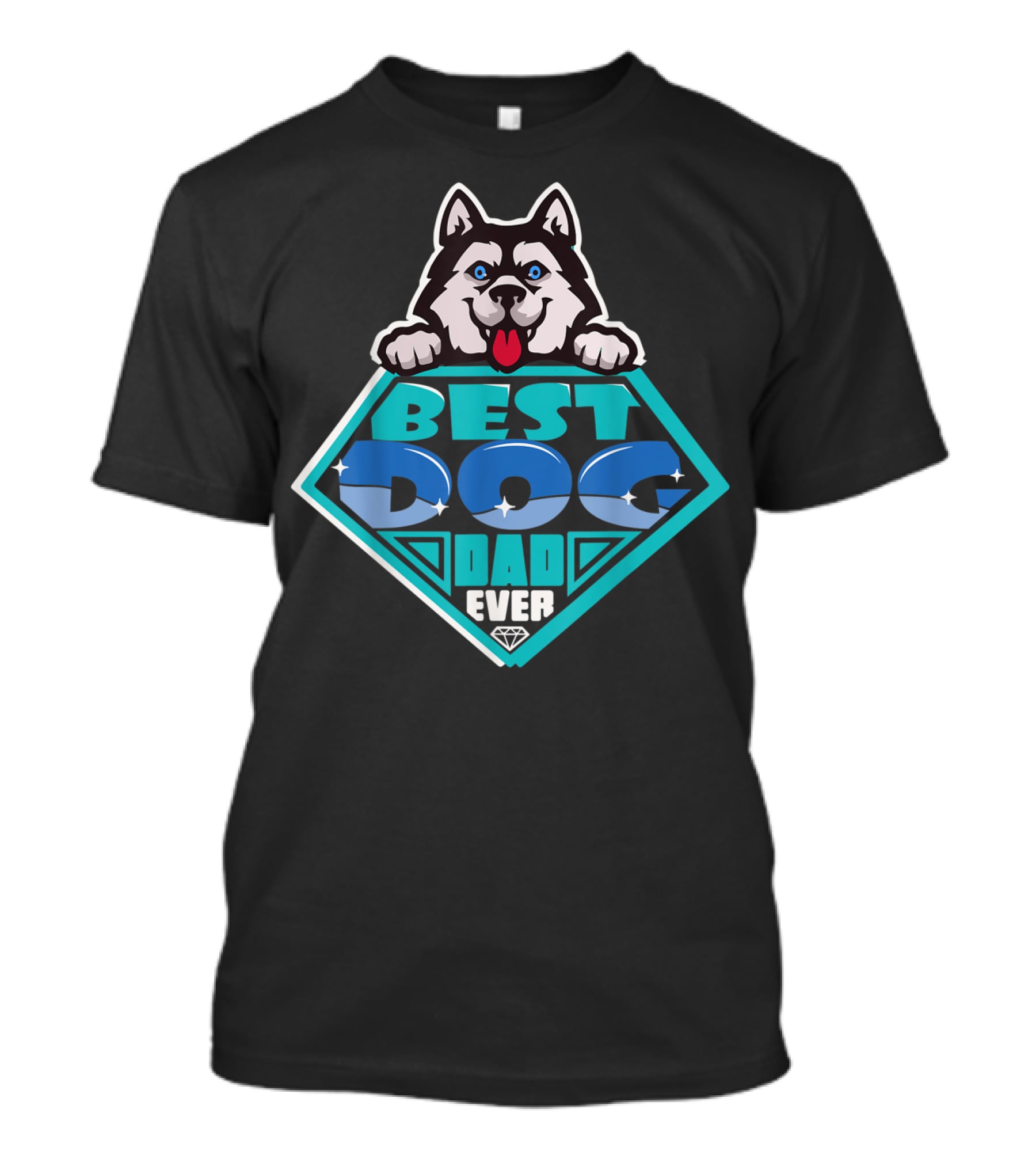 Best Dog Dad Ever Funny Dog Lovers98 Husky Badge T-Shirt