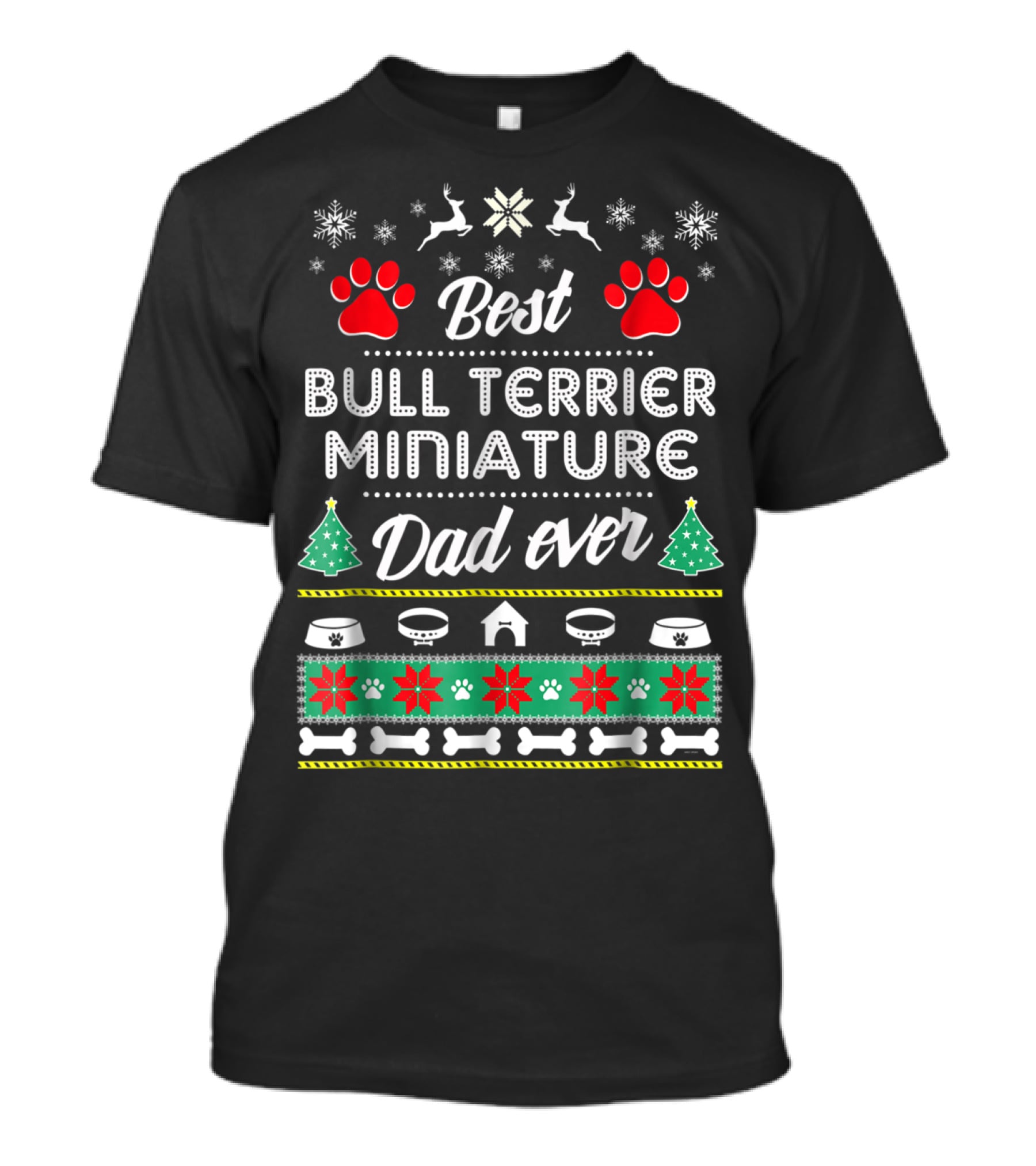 Best Bull Terrier Miniature Dad Ever Christmas Holiday T-Shirt