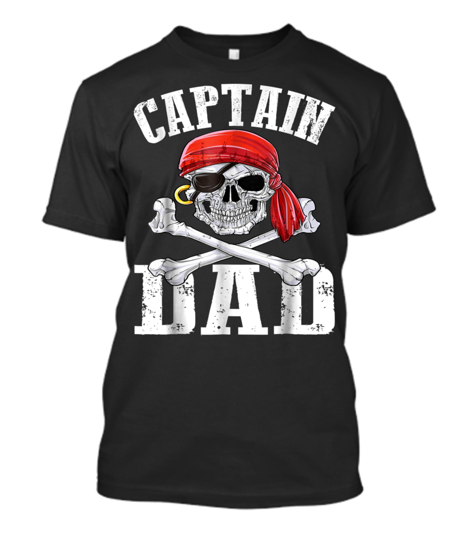 Captain Dad Skull Crossbones Red Bandana Pirate Image T-Shirt