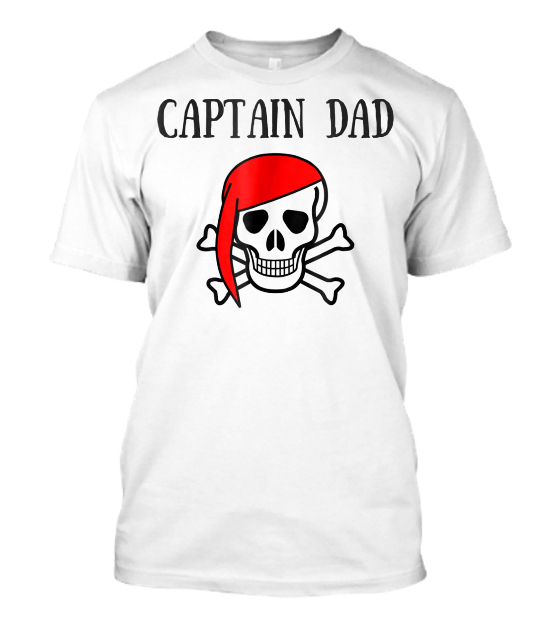 Captain Dad Halloween Pirate Skull With Red Bandana T-Shirt