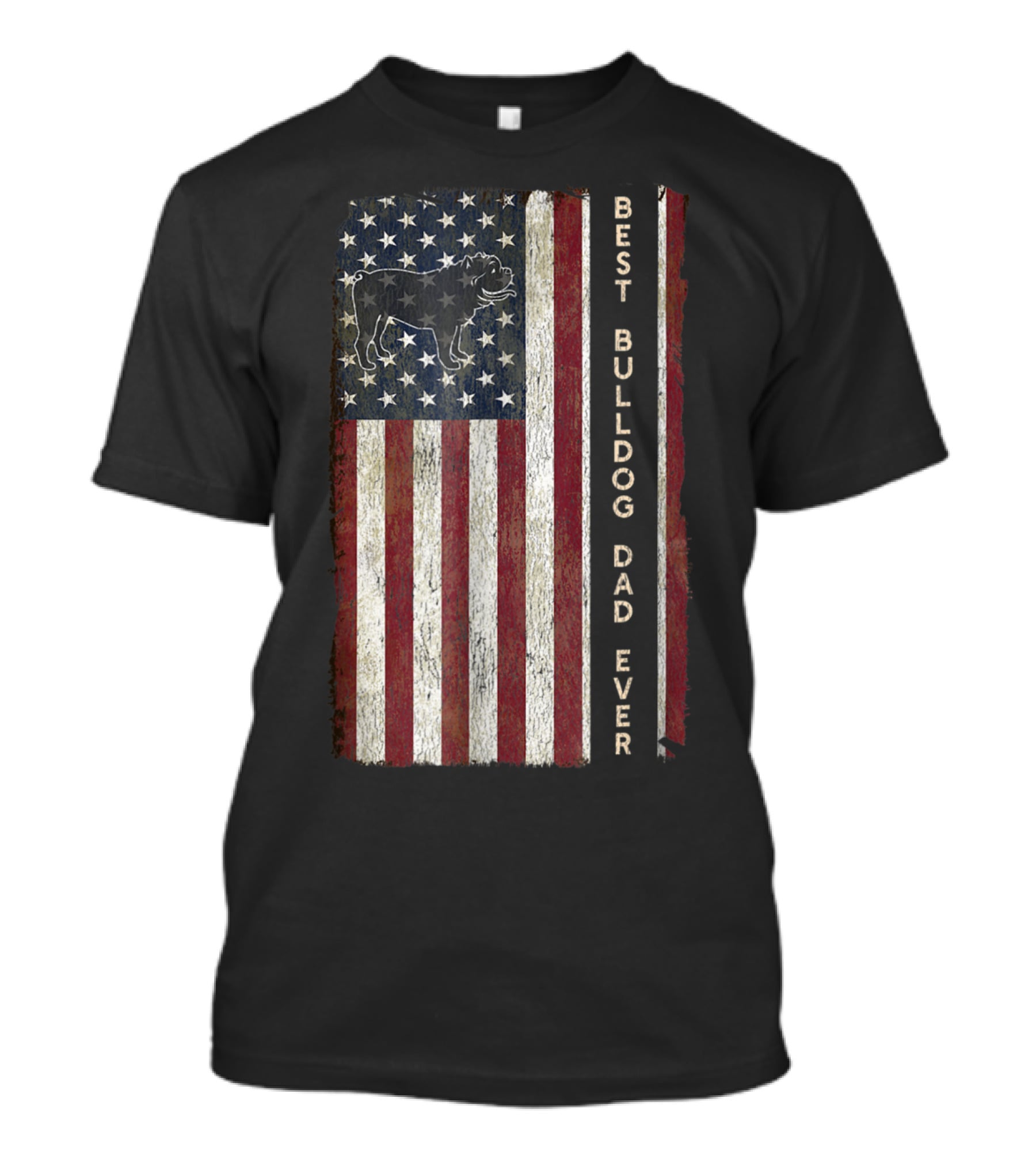 Best Bulldog Dad Ever USA Flag Design Men63 T-Shirt