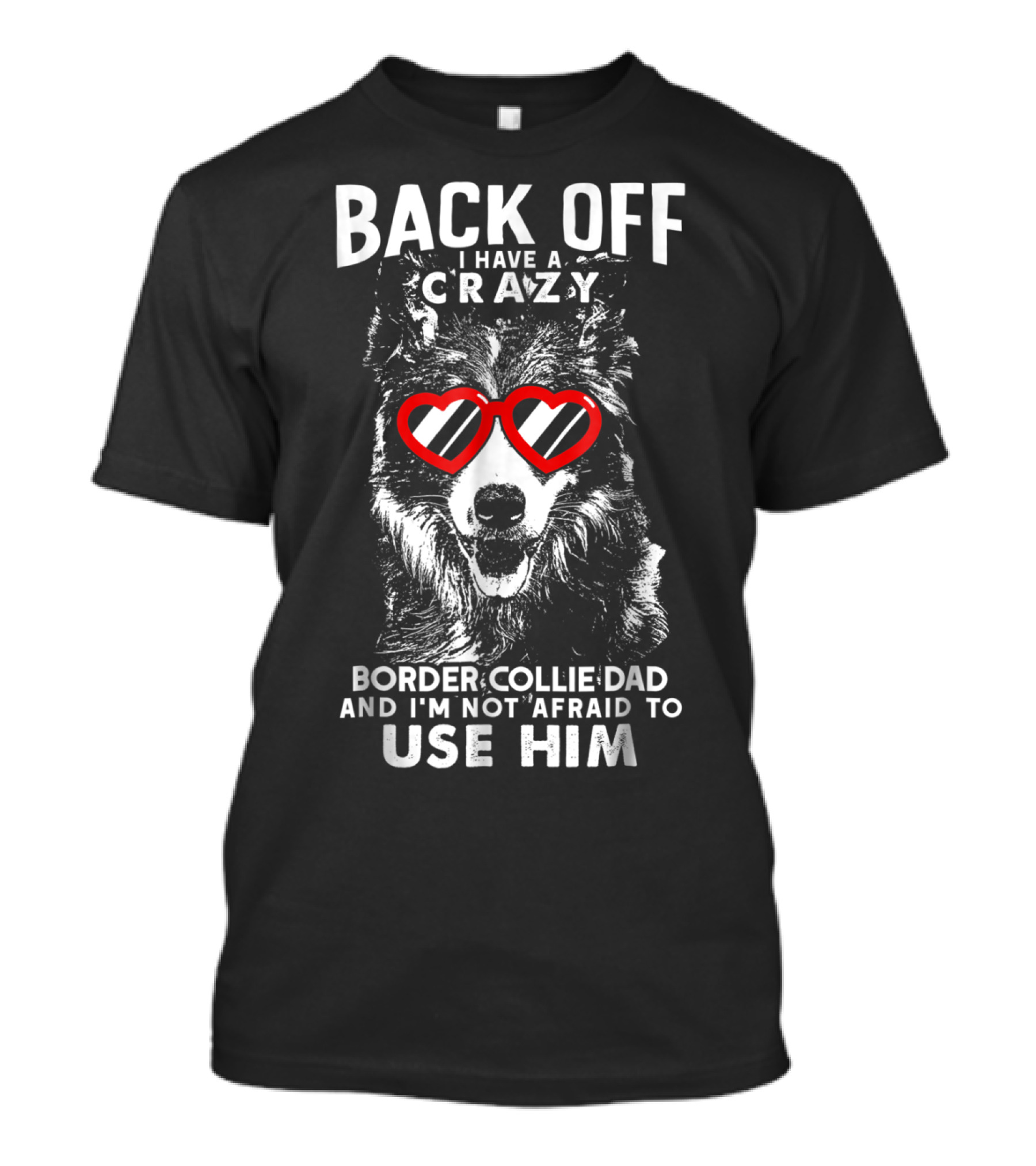 BACK OFF I HAVE A CRAZY BORDER COLLIE DAD AND I'M NOT AFRAID TO USE HIM T-Shirt