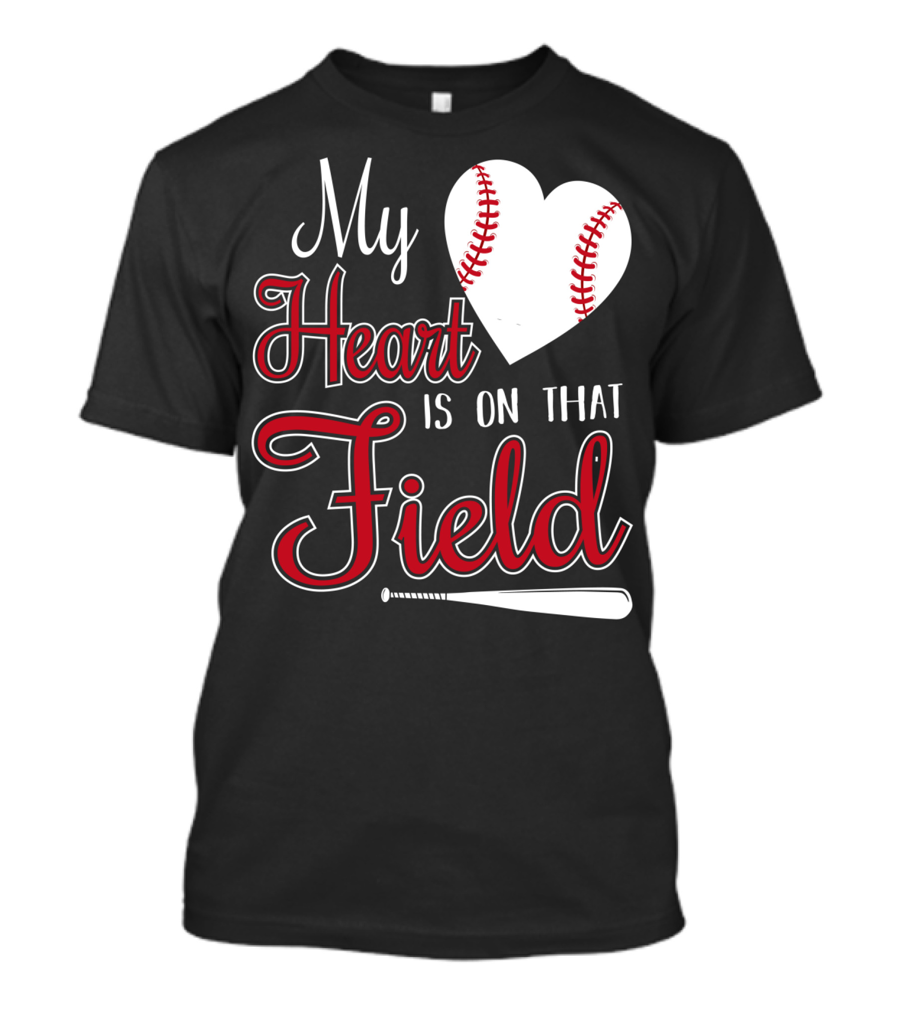My Heart Is On That Field Baseball Bat Heart T-Shirt