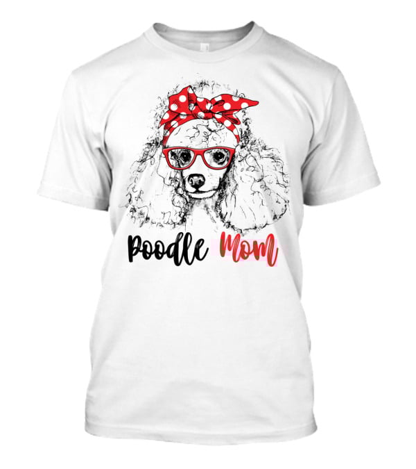 Red Poodle Mom With Bow And Glasses For Women81 T-Shirt