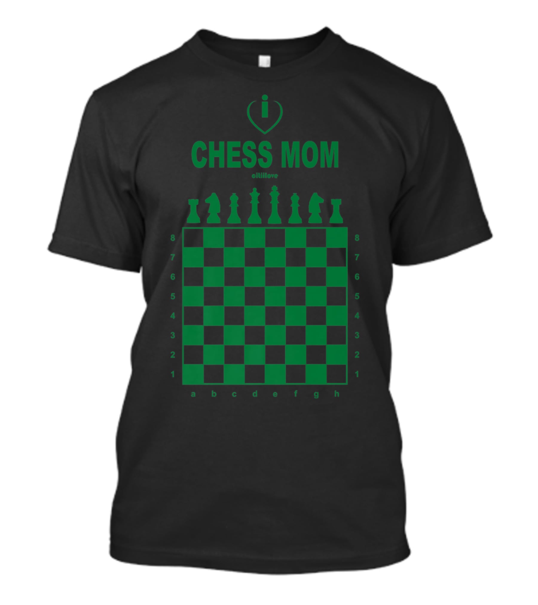 I Love Chess Mom Slim Fit Chess Board And Pieces T-Shirt